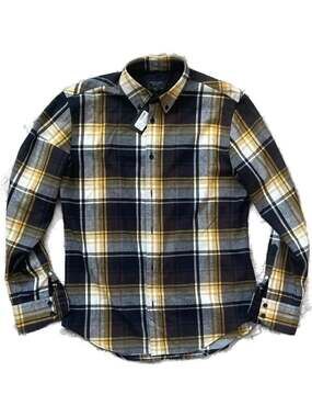 rag & bone New York Fit 2 Tomlin Shirt Black Yellow Plaid Flannel Size Medium